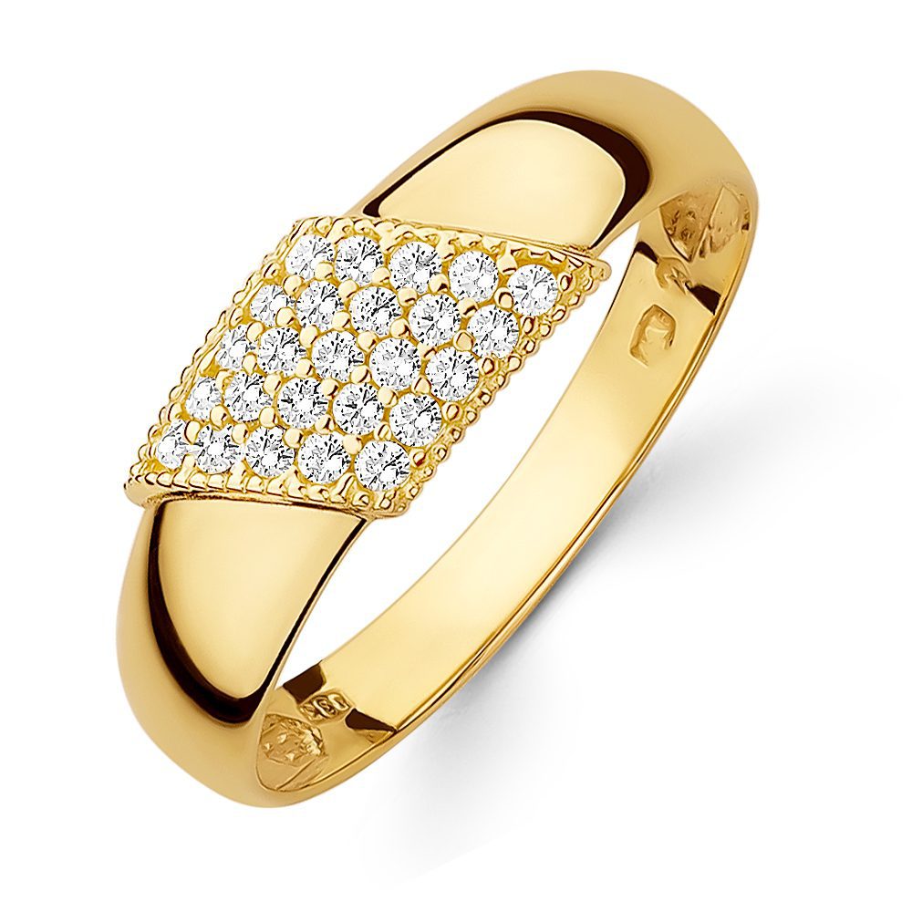 Złoty pierścionek z cyrkoniami