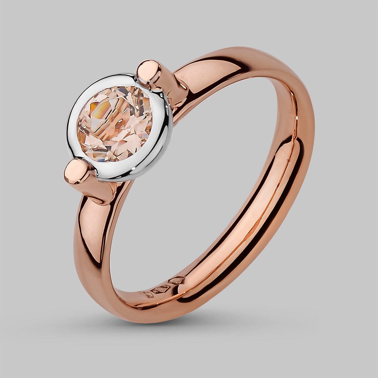 Pierścionek z różowego złota z morganitem